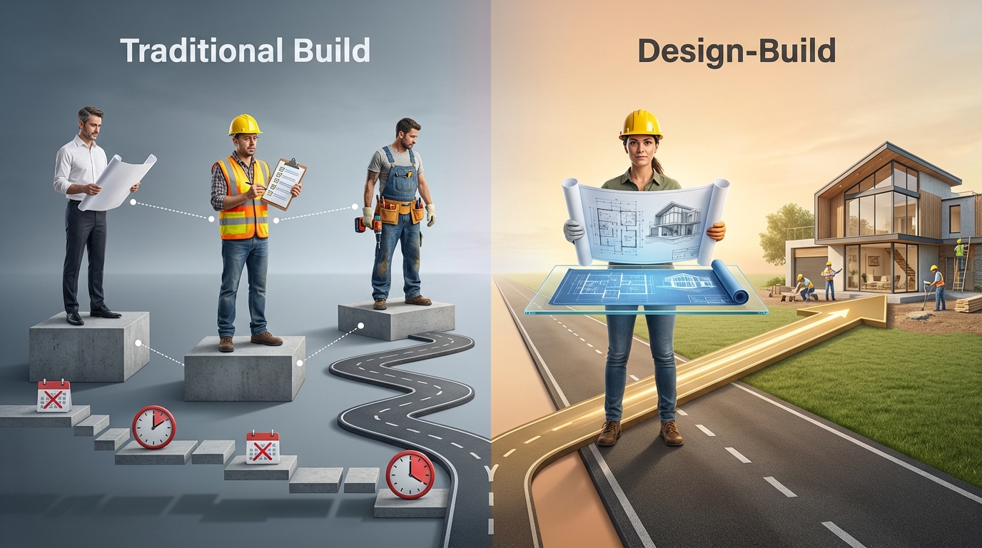 House blueprint split: design‑build collaboration vs. traditional contractor method