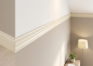 Elegant crown molding installed at wall‑ceiling junction, adding a sophisticated finish