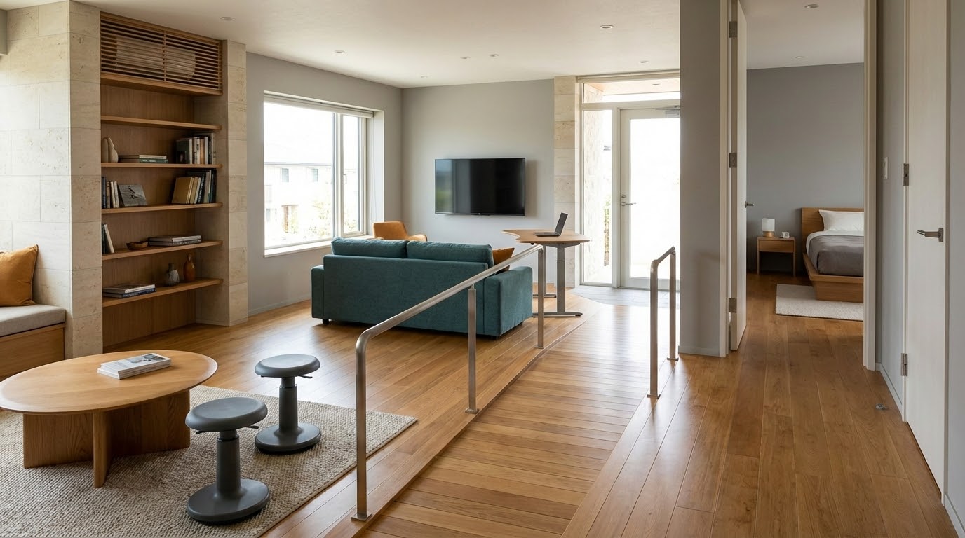 Inclusive universal design home interior with accessible, stylish features for all ages