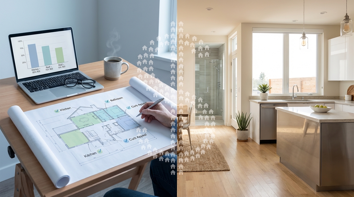 Home renovation blueprint showing high‑ROI projects for resale value