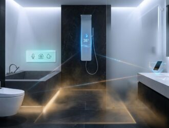 High‑tech bathroom featuring heated floors, smart shower, and intelligent toilet.
