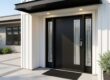 Modern front door replacement showcasing sleek design, enhanced security and curb appeal